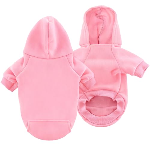 Idepet Pet Dog Hoodies Dog Clothes for Small Dogs Vest Chihuahua Clothes Warm Coat Jacket Autumn Puppy Outfits Cats Dogs Clothing(S,Pink) - color: Pink B, size: Small