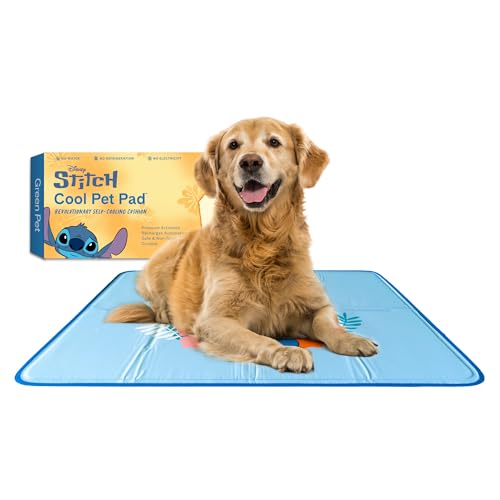 The Green Pet Shop Cool Pet Pad - Large, Disney’s Stitch - Self-Cooling, Pressure Activated Mat for Dogs & Cats from 46-80 lbs - Non-Toxic Gel, No Water Needed - color: Stitch, size: Large