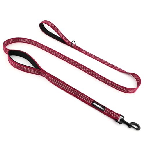 Double Handle Dog Leash 6 FT Reflective 2 Handle Traffic Lead with Padded Grip, Heavy Duty Nylon Leash for Walking Training, for Small Medium Large Dogs, Red - color: Red