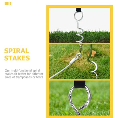 Portable Spiral Shaped Metal Tent Stakes and Dog Ground Anchors Set with Webbing Straps, Heavy Duty Camping Tent Accessories for Outdoor Hiking and Pet Tie-Out