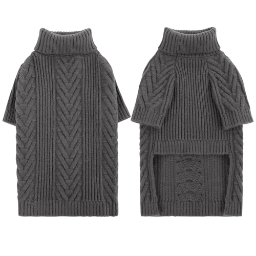 Large Dog Sweaters, Pet Sweaters for Large Dogs, Pets Sweatshirt Apparel Turtleneck Pullover Winter Pitbull, Samoyed (Darkgrey, L - color: DarkGrey, size: Large