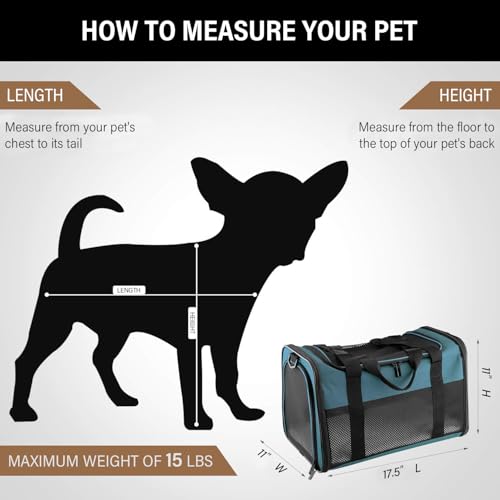 Cat Carrier - Portable Foldable Dog Pet Carrier, Soft-Sided Pet Bag up to 15 Lbs, Airline Approved Travel Puppy Carrier - color: Blue, size: 17.5"L x 11.0"W x 11.0"H