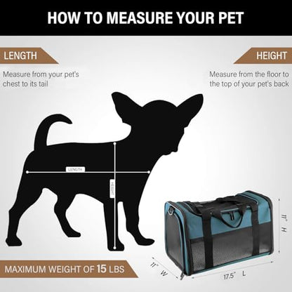 Cat Carrier - Portable Foldable Dog Pet Carrier, Soft-Sided Pet Bag up to 15 Lbs, Airline Approved Travel Puppy Carrier - color: Blue, size: 17.5"L x 11.0"W x 11.0"H