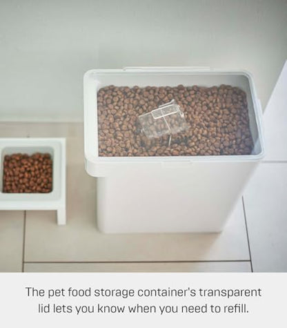 Yamazaki Home Airtight Pet Food Storage Container - Cat and Dog Food Holder Bin with Transparent Lid and Handle PolypropyleneLargeWhite - color: White, size: Large
