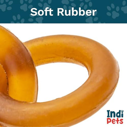 INDIPETS Ring 'O' Ring Fetch & Chew Toy for Dogs: Durable, Safe, Plant-Derived Toy Made with 100% Natural Rubber | Natural (PN: 60001)