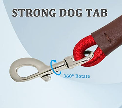 Short 12 Inch Dog Leash, 1/2" Nylon Rope Traffic Handle Lead | Strong Dog Tab Training Leash for Medium/Large/Ex-Large Dogs Outdoor Walking ( Red ) - color: Red