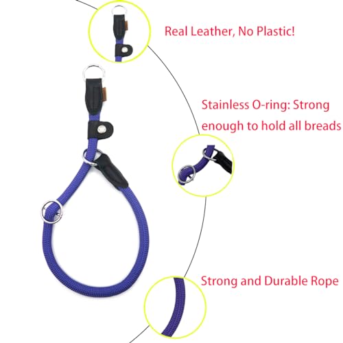 Braided Round Martingale Dog Collar, Training Collar with Slidable Stop Ring and Adjustable Stopper - Ideal for Small Dogs (S(1/4") - 14" Long, Purple) - color: purple, size: S(1/4") - 14" Long with stopper