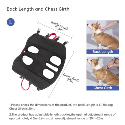 Wakytu Dog Emergency Rescue Sling - Lightweight Packable Lift Harness with Handle - Safe Transport for Small Medium Dogs - Ideal for Hiking Skiing（18.5-29.5lbs） - size: L（18.5-29.5lbs）