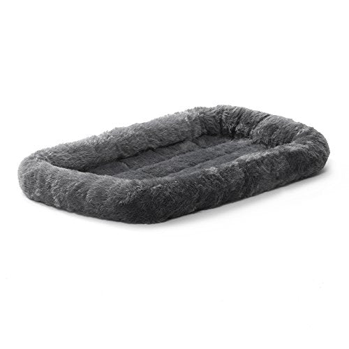 MidWest Homes for Pets QuietTime XS Dog Bed - Gray Faux Fur Bolster, Ultra-Soft and Machine Washable, Fits 22-Inch Crates and Carriers, for Small Dogs and Cats - color: Grey, size: 22 Inch