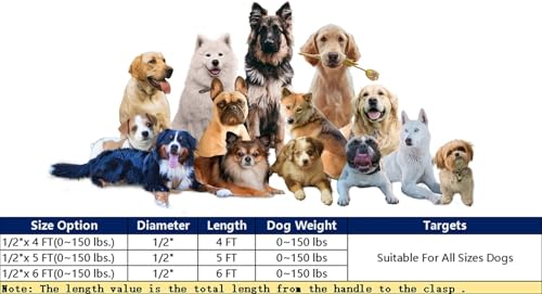 Heavy Duty Dog Leash for Large Medium Small Breed Dogs, Reflective Rope Dog leashes with Comfortable Handle,4/5/6 FT Pet Puppy Leash for Night Walking with Poop Bag Holder,Sky Blue,1/2 inch