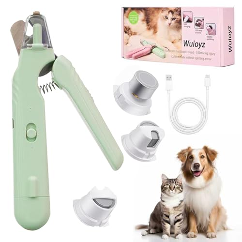 2-in-1 Dog Nail Grinder &Dog Nail Clippers with Light，Cat Nail Clippers ，Ultra-Quiet, USB Rechargeable, Multiple Grinding Methods, and Splash Guard for Large Medium Small Dogs Cats Pets(Green) - color: green