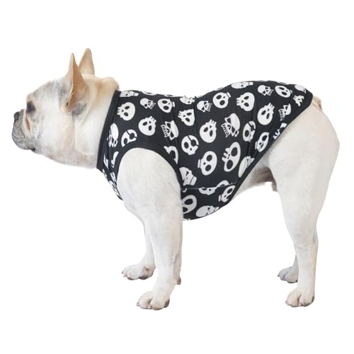 CuteBone Dog Shirts 2-Pack Soft Pet Clothes Breathable Summer Vest for Small Puppy and Stretchy Cat Apparel - color: Skulls, size: Small