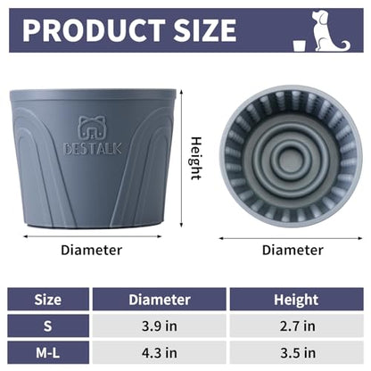 Dog Lick Bowl, Bestalk Anxiety Relief Slow Feeder Dog Lick Mat Treat Dispenser, Non-Slip Licking Bowl Enrichment Toys for Small Medium and Large Breed Dogs, BPA Free Silicone(Grey,S) - color: Grey, size: S
