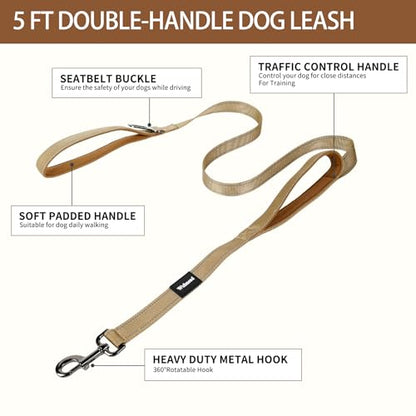 No Pull Dog Harness and Leash Set-Reflective Vest with Handle&5FT Dog Leash with Car Seatbelt Clip,Breathable Mesh&Quick Fit Dog Harness Easy for Medium Large Dogs Training Walking(Brown,L) - color: Reflective-Brown, size: L:Belly Chest-25.8''-31.4''