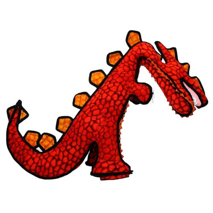 TUFFY - World's Tuffest Soft Dog Toy - Dinosaur Destructosaurus - Multiple Layers. Made Durable, Strong & Tough. Interactive Play (Tug, Toss & Fetch). Machine Washable & Floats - color: Red Destructosaurus Dinosaur