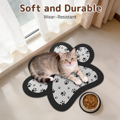 Dog Food Mat for Bowls, Absorbent Quick Dry Dog Cat Mats for Food and Water, Non-Slip Backing Pet Mat Pet Supplies - Black 15.74 inch - color: Paw2