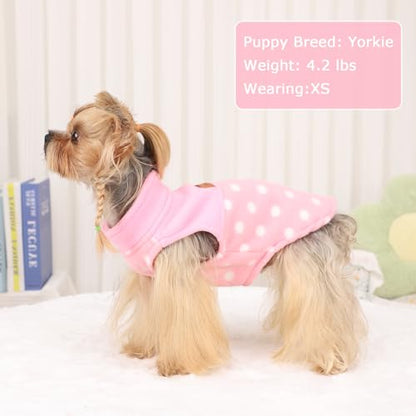 Dog Sweaters for Small Dogs Boy Girl, Plaid Puppy Sweater Fleece Dog Clothes Vest, Stretchy XSmall Doggie Sweater Pet Clothes, Chihuahua Teacup Doggy Clothes, Pink, M - color: Pink, size: Medium (Chest 17in )