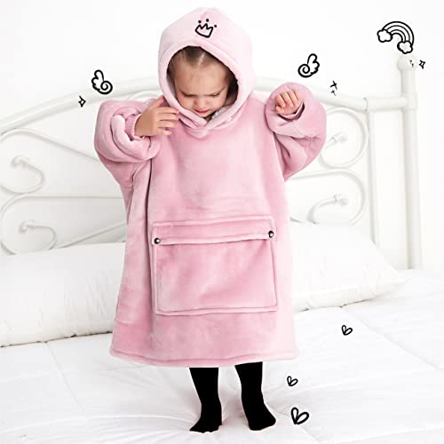 KFUBUO Wearable Blanket Hoodie for Kids Toddlers Sherpa Blanket Sweatshirt With Pocket Cute Hoodies 2-6 Year Old Girl Cute Birthday Gifts Pink - color: Pink, size: Kids 2-6YR