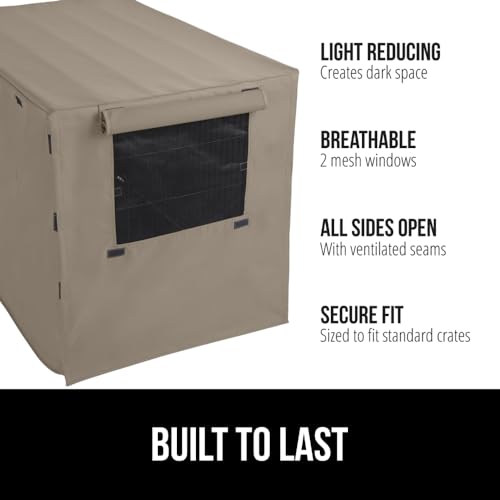 GORILLA GRIP Dog Crate Covers Compatible with Amazon Basics Dog Crates, All Sides Open, Privacy Cover Fits 24" Wire Kennel, Breathable Mesh Windows, Light Reducing Puppy Training Cage Topper, Taupe - color: Light Taupe, size: 24" X 18" X 20"