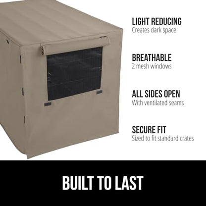 GORILLA GRIP Dog Crate Covers Compatible with Amazon Basics Dog Crates, All Sides Open, Privacy Cover Fits 24" Wire Kennel, Breathable Mesh Windows, Light Reducing Puppy Training Cage Topper, Taupe - color: Light Taupe, size: 24" X 18" X 20"