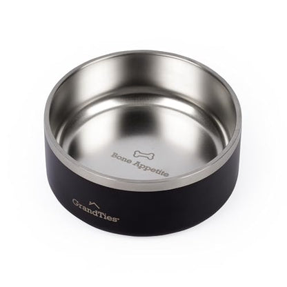 GrandTies Stainless Steel Engraved Pet Bowl | Reusable BPA-Free Insulated Pet Bowls | Large Heavy Duty Non Skid Spill Proof Dog Bowl | Outdoor Dog Water Bowl (18oz, Midnight Black) - color: Midnight Black, size: 18oz