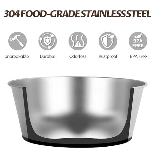 Stainless Steel Dog Bowls for Large Dogs, 64oz/8 Cups Non Slip Dog Metal Bowls, 2 Pack Food and Water Pet Bowls Heavy Duty Dishwasher Safe - size: UPGRADED-L-8cup
