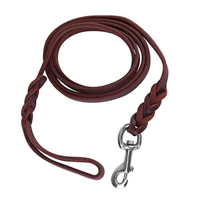 SUNGOOYUE Dog Lead Leash Leather Training Safety Rope 1.6m Padded Handle Lobster Clasp for Walking Running Hiking Medium Dogs (The Material Length is 2 Meters and the net Length) - size: The material length is 2 meters and the net length