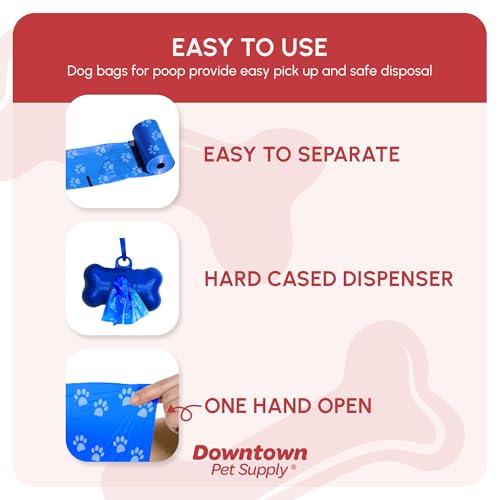 Downtown Pet Supply Rainbow Paw Print Poop Bags (2200 CT & 2 Dispensers) - Leak-Proof, Unscented, Clips to Leashes & Harnesses - color: Rainbow Paws, size: 2200 Count (Pack of 1)
