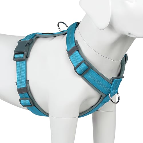 Plutus Pet No Pull Dog Harness, Adjustable Nylon Harness with Soft Padding, Reflective and Heavy Duty Dog Harness for Small, Medium, Large Dogs(Cyan, S) - color: Cyan, size: S
