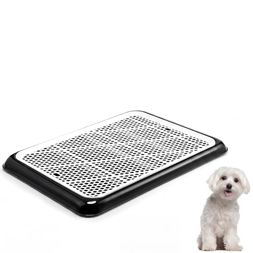 Mifoci Dog Pee Pad Holder Potty Tray Portable Dog Litter Box Toilet Training for Indoor Outdoor Small Medium Large Pet Puppy (Black,19.69 x 14.17 Inches,2 Pcs) - color: Black, size: 19.69 x 14.17 Inches