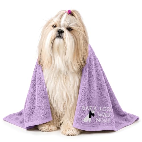 DAN RIVER Dog Towel - Pack of 1, 100% Cotton, 20x40, Ultra Soft 450 GSM, Super Absorbent & Quick Drying Towel for Dogs, Cats, and Other Pets, Crocus Petal. - color: Crocus Petal