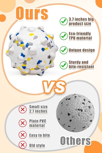 Moonorange 3.7'' Dog Balls for Dogs Aggressive Chewers Indestructible Tennis Durable Bouncy Interactive Dog Toy Balls for Fetch Game Floating Balls (White Large) - color: White-Large