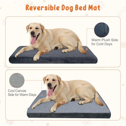EMPSIGN Stylish Dog Bed Mat Dog Crate Pad Mattress Reversible (Cool & Warm), Water Proof Linings, Removable Machine Washable Cover, Firm Support Small to XX Large Dogs, Grey,XL(41''''*28''''*3'''') - color: Grey, size: XL(41"*28"*3")