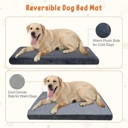 EMPSIGN Stylish Dog Bed Mat Dog Crate Pad Mattress Reversible (Cool & Warm), Water Proof Linings, Removable Machine Washable Cover, Firm Support Small to XX Large Dogs, Grey,XL(41''''*28''''*3'''') - color: Grey, size: XL(41"*28"*3")