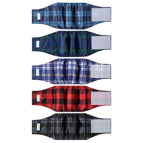 wegreeco Small Dog Diapers Male,Reusable Belly Bands for Male Dogs,Washable Doggie Puppy Male Diapers Wraps,Medium Large Size (5 Pack Small, Checkered Pattern) - color: Checkered Pattern, size: Small