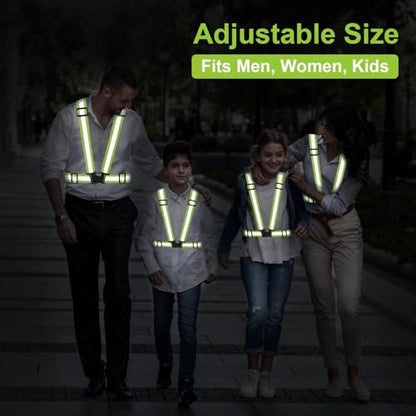Reflective Vest Running Gear, 2Pack High Visible Safety VES for Cycling Jogging Running Walking, Adjustable for Men Women - color: Green