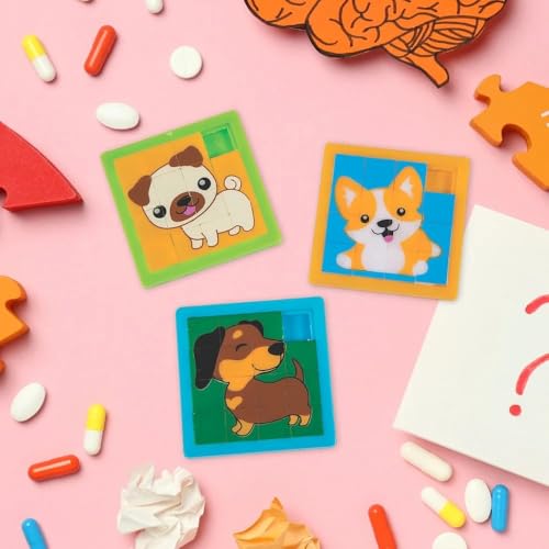 Fun Express Cute Dog Slide Puzzle - Fun & Engaging Educational Toy for Kids Improves Cognitive Skills Problem-Solving & Hand-Eye Coordination - Ideal for Learning Play & Development - 12 Pieces