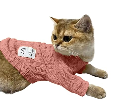 Kitten Clothes, Dog Cat Sweaters Pet Puppy Knitwear Costume Fall Winter Coat for Small Medium Cats Dog Girl Boy Fit 2.2-23lb - color: Pink, size: Small