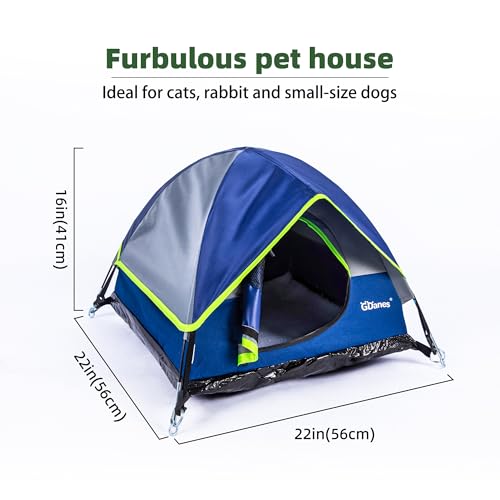 GDanes Blue Cat Tent, Large Cave Bed for Indoor Cats and Small Dogs with Soft Pad - 22" x 22" x 16" - color: Blue