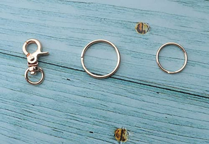 5 Pcs Dog Tag Clips with 5 Pcs 3/4 Inch Keychain and 1 Inch Keychain Gold Metal Dog Tag Rings for Pet Kitten Cat Collars ID Holder Harnesses