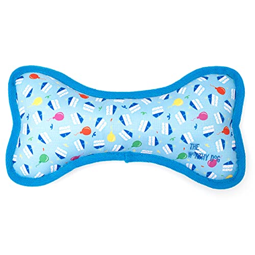 The Worthy Dog Birthday Boy Bone Dog Toy – Chomp-Resistant Durable Dog Toy with Multiple Squeakers, Reinforced Mesh Lining & Strong Stitching - Blue, Large - color: Birthday Boy Bone - Blue, size: Large