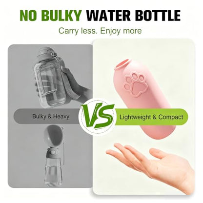 Portable Dog Water Bottle Attachment, Slip-On Pet Water Bowl for Walks | Silicone Dog Drink Dispenser, Fits Standard Water Bottles,Ideal For Daily Hiking & Travel, Quick Rinse & Easy Setup - color: Pink