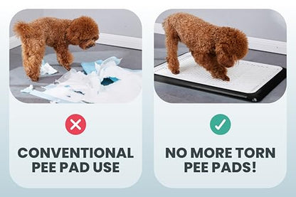 Pet Awesome Dog Potty Tray/Puppy Pee Pad Holder 25”x20” Indoor Wee Training for Small and Medium Dogs - color: Black