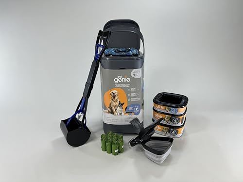 Pet Genie Waste Management Kit - Includes Tall Waste Scoop & Portable Clamshell Scoop with Bag Dispenser for Effortless Pet Waste Cleanup|Double Bagging Options | Efficient Pet Waste Disposal System. - size: Basic