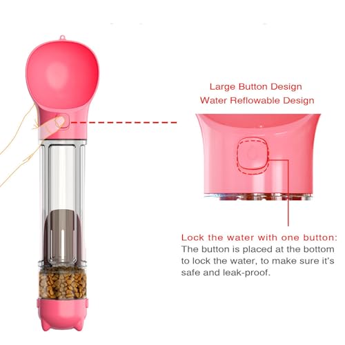 DoqiPaw Dog Travel Water Bottle Leak Proof No Spill Lead Leash Waterer Feeder Accessory Alternative to Dispenser Portable Pet Bowl Large Dogs(500ml) (Pink) - color: Pink
