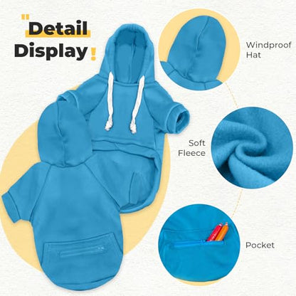 PETCARE Basic Dog Hoodie Sweaters for Small Medium Large Dogs Cats Puppy Clothes Soft Warm Fleece Dog Hoodies Sweatshirt with Small Pockets Fall Winter Chihuahua Dachshund Golden Retriever Outfits - color: Blue, size: M(Suggest 3-5 lbs)
