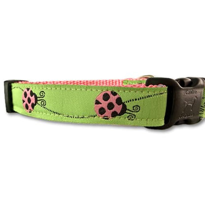 XS 9-13 Inch Dog Collar Ladybug Pattern 5/8 Inch Width Adjustable Puppy Collar Durable Nylon Small Dog Collar - size: Small 9-13"