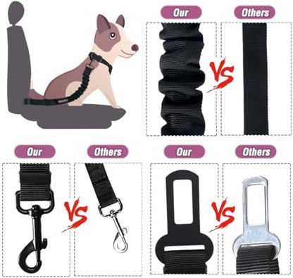 COOYOO Dog Seat Belt,Retractable Dog Car Harness Seat Belt for Car Adjustable Nylon Pet Safety Seat Belts Heavy Duty & Elastic Bungee Buffer - color: 09-Light Pink