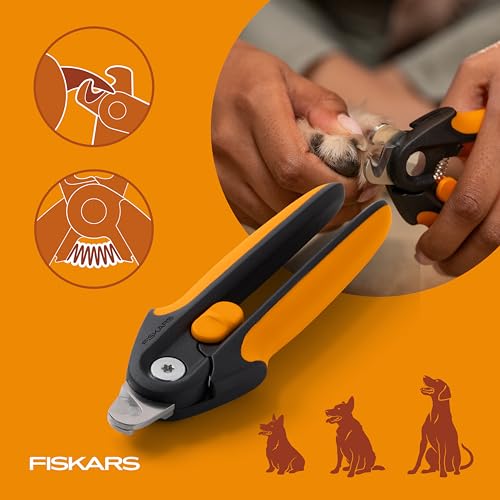 Fiskars Pet Large Nail Clippers, Cat and Dog Nail Trimmers for Grooming, Pet Supplies with Semi-Circular Blade & SoftGrip Handle with Safety Lock, 5.75”, Orange/Black - size: Large
