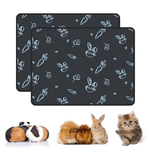 2-Pack Guinea Pig Cage Liner Washable, 24in x 36in Ultra-Absorbent Guinea Pig Bedding for Cage Non-Slip Leak-Proof Pee Pads for Dogs Rabbit Bunny Cat Litter Mat, Navy - color: Navy, size: 24" x 36", 2pcs